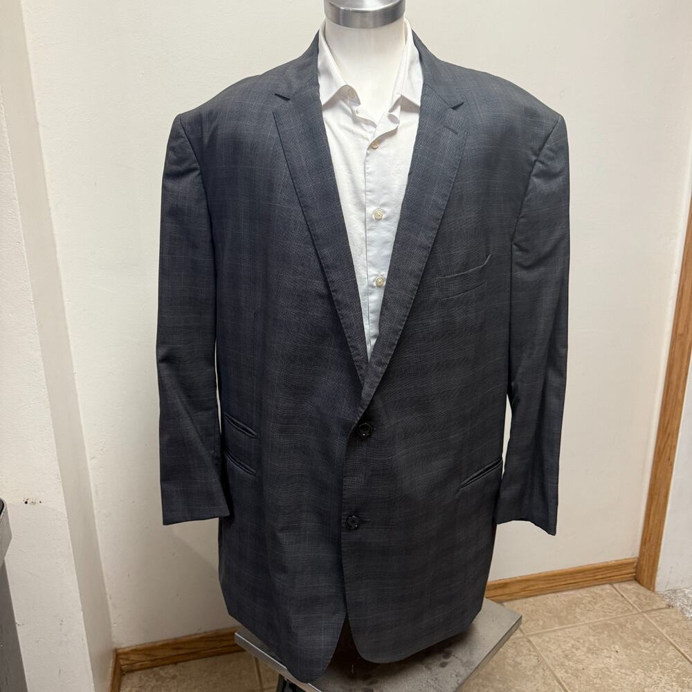 Indochino Windowpane Plaid 100% Wool Surgeons Blazer Sport Coat Men 54L Gray